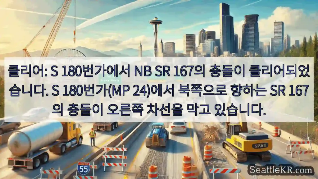 클리어: S 180번가에서 NB SR 167의 충돌이 클리어되었습니다. S