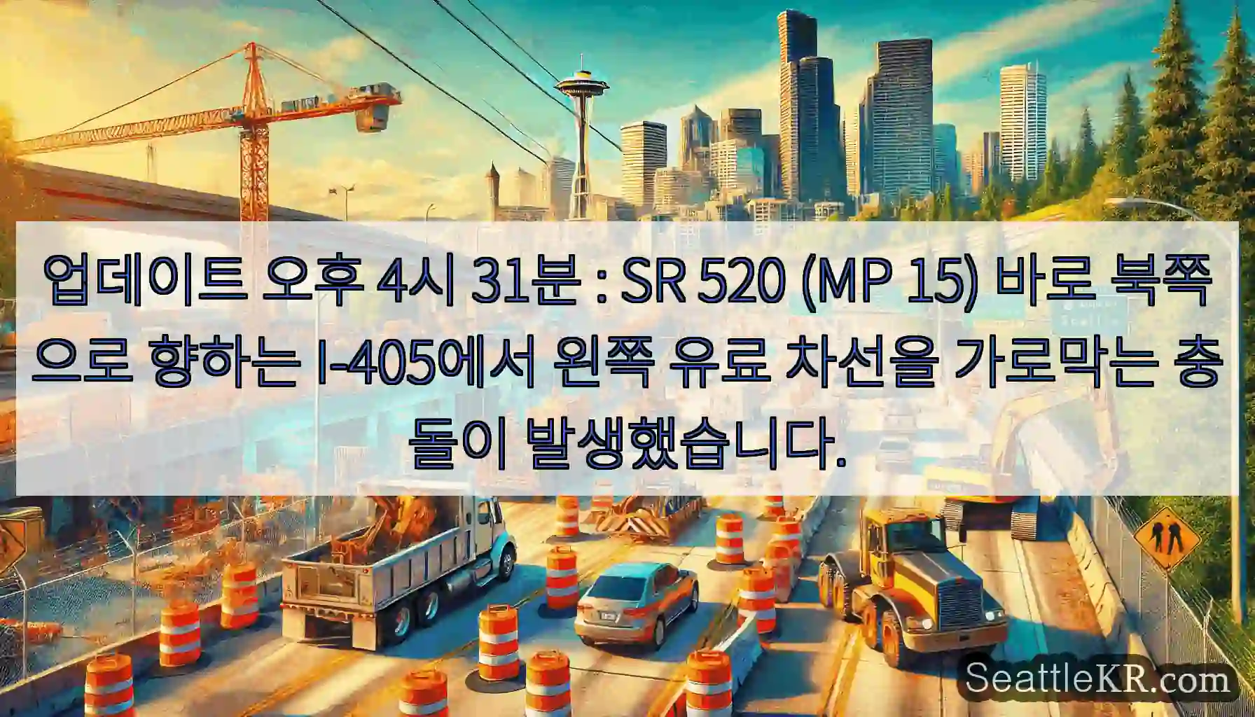 업데이트 오후 4시 31분 : SR 520 (MP 15) 바로 북쪽으로 향하는