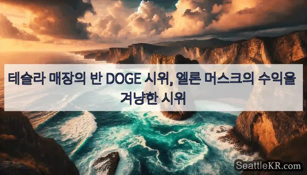 테슬라 매장의 반 DOGE 시위, 엘론 머스크의 수익을 겨냥한 시위