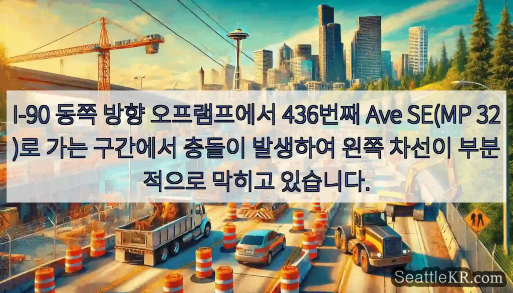 I-90 동쪽 방향 오프램프에서 436번째 Ave SE(MP 32)로 가는 구간에서