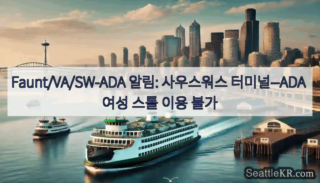 Faunt/VA/SW-ADA 알림: 사우스워스 터미널--ADA 여성 스톨 이용 불가