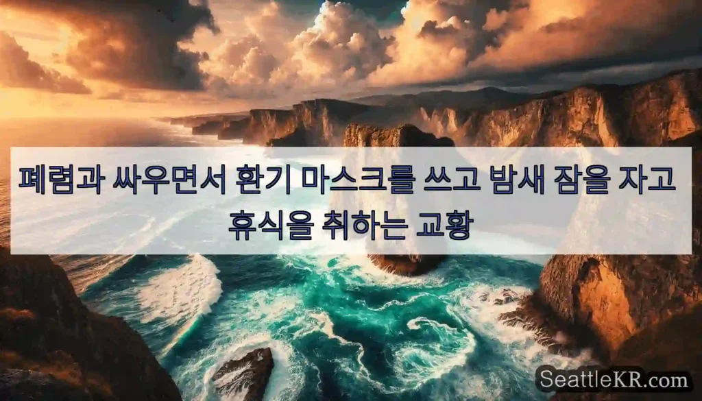 폐렴과 싸우면서 환기 마스크를 쓰고 밤새 잠을 자고 휴식을 취하는 교황