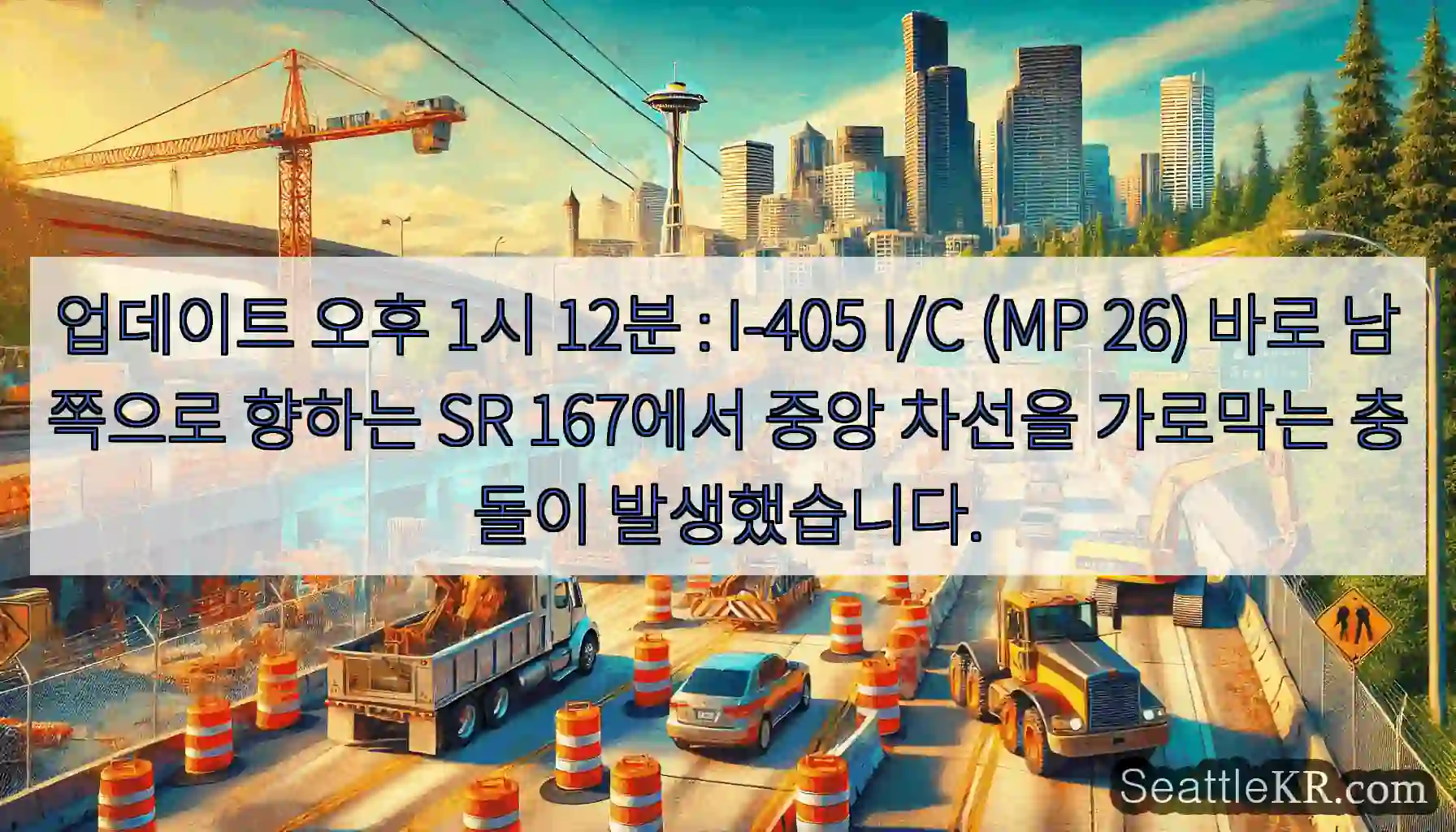 업데이트 오후 1시 12분 : I-405 I/C (MP 26) 바로 남쪽으로 향하는 SR