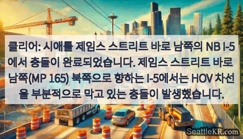 클리어: 시애틀 제임스 스트리트 바로 남쪽의 NB I-5에서 충돌이 완료되었습니다.