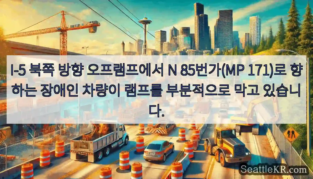 I-5 북쪽 방향 오프램프에서 N 85번가(MP 171)로 향하는 장애인 차량이 램프를