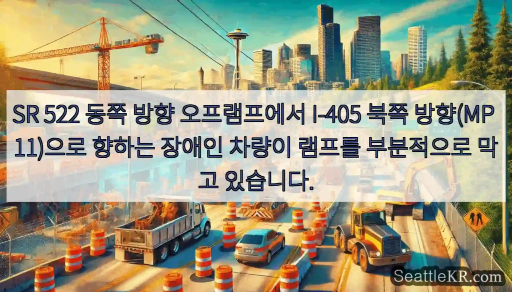 SR 522 동쪽 방향 오프램프에서 I-405 북쪽 방향(MP 11)으로 향하는 장애인