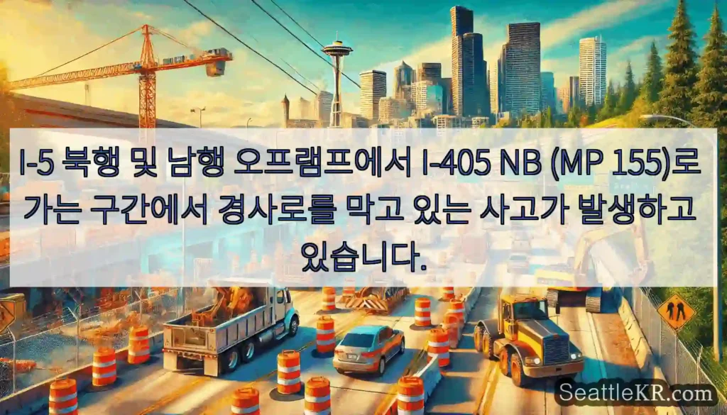 I-5 북행 및 남행 오프램프에서 I-405 NB (MP 155)로 가는 구간에서