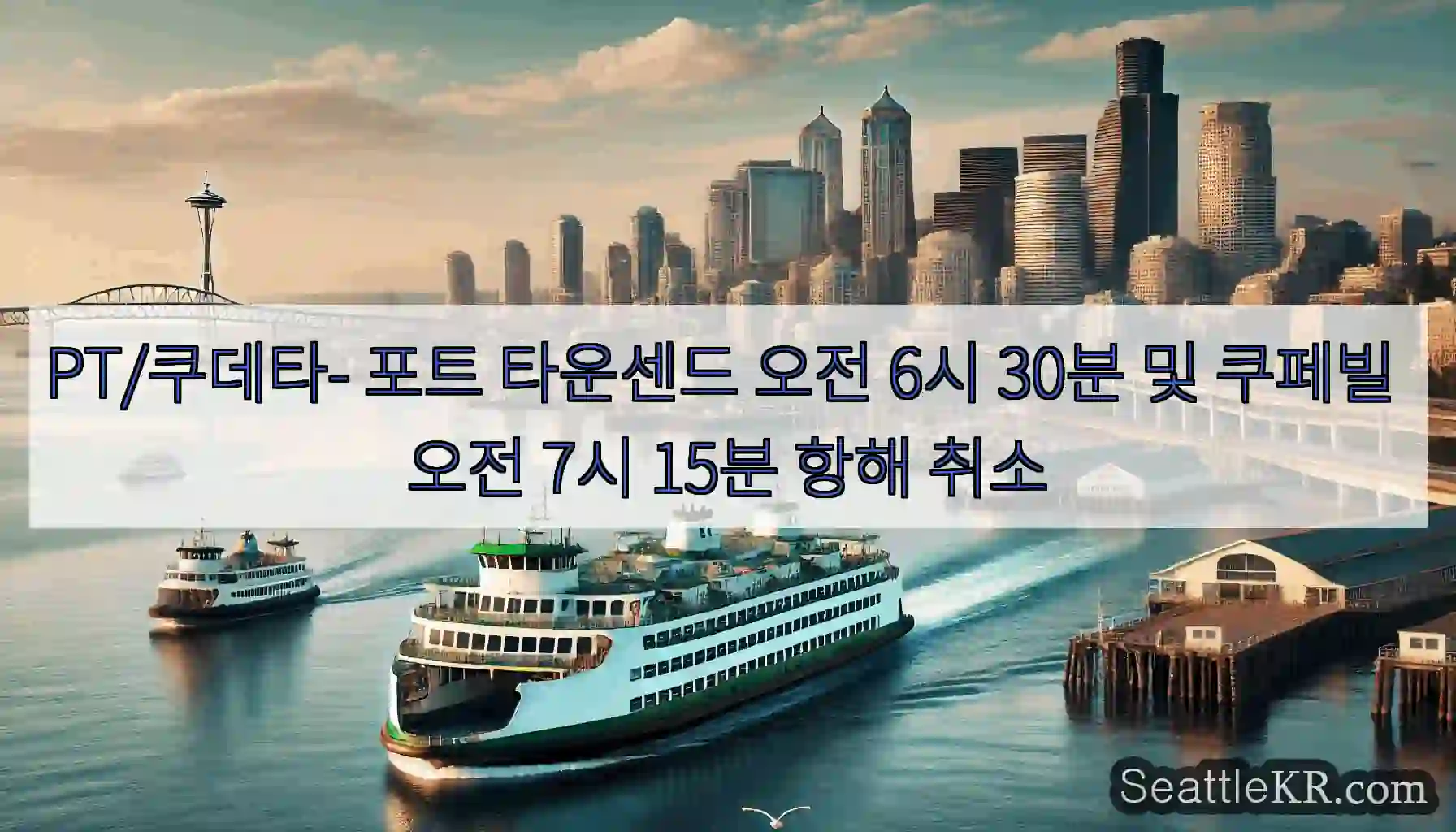 PT/쿠데타- 포트 타운센드 오전 6시 30분 및 쿠페빌 오전 7시 15분 항해 취소