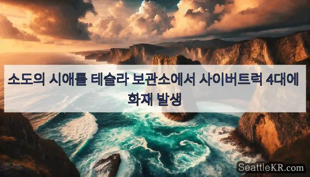 소도의 시애틀 테슬라 보관소에서 사이버트럭 4대에 화재 발생