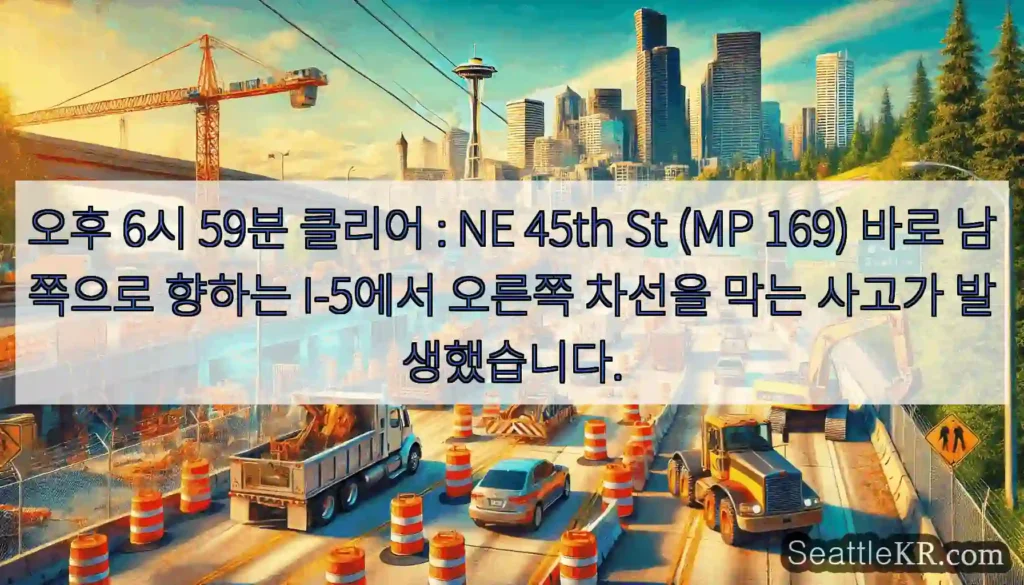 오후 6시 59분 클리어 : NE 45th St (MP 169) 바로 남쪽으로 향하는