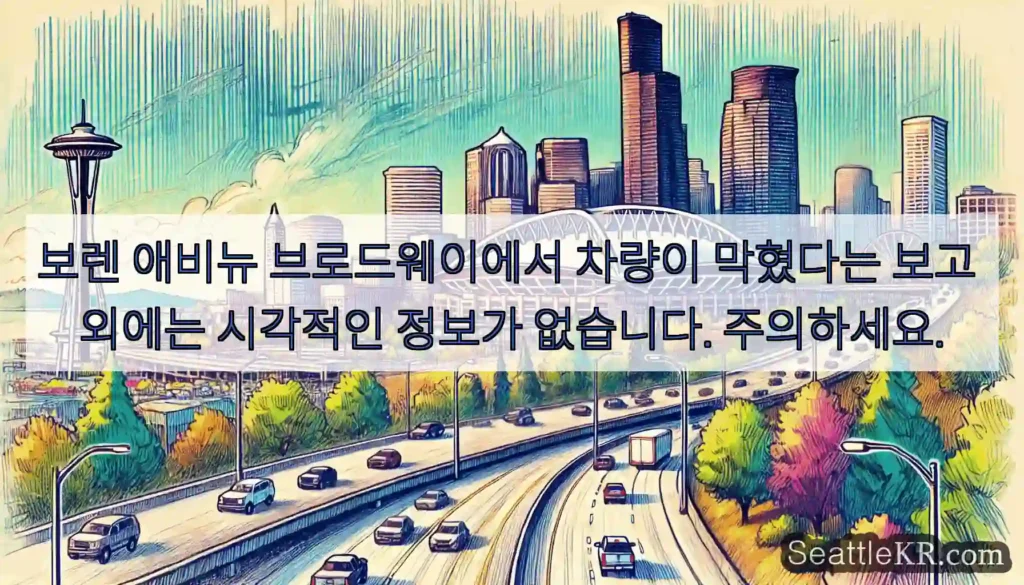 보렌 애비뉴 브로드웨이에서 차량이 막혔다는 보고 외에는 시각적인 정보가 없습니다.