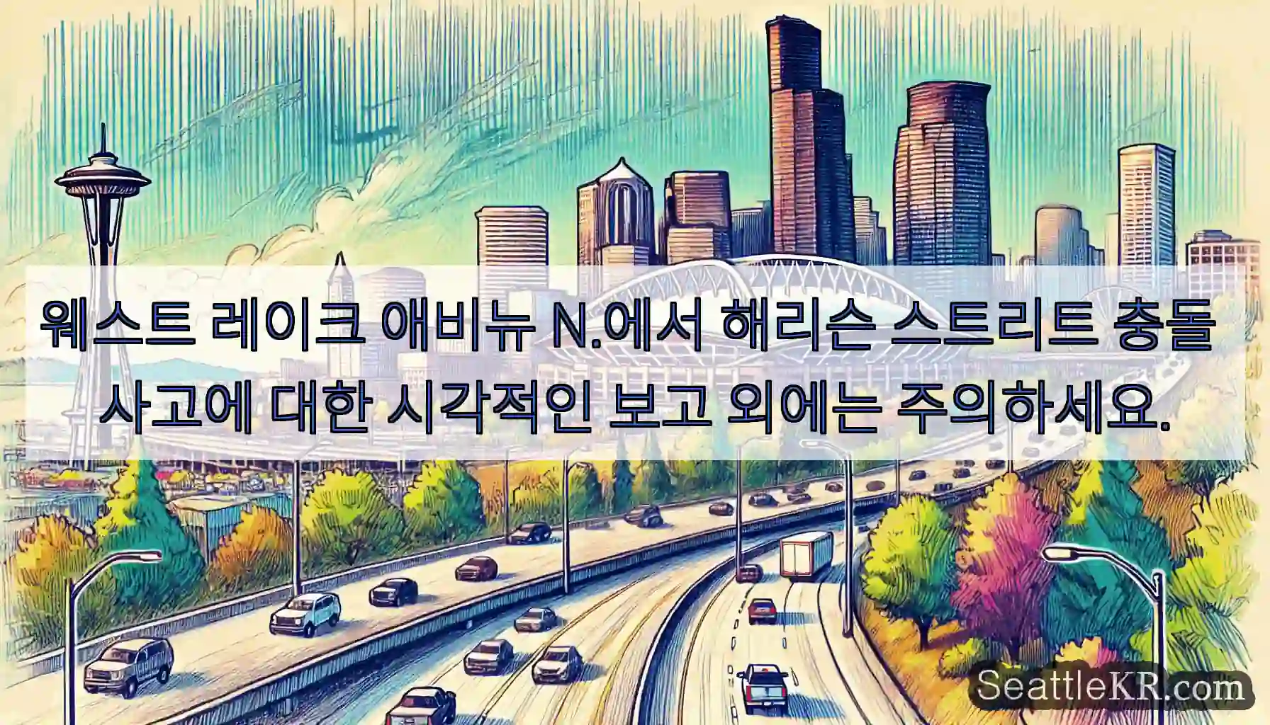 웨스트 레이크 애비뉴 N.에서 해리슨 스트리트 충돌 사고에 대한 시각적인 보고 외에는