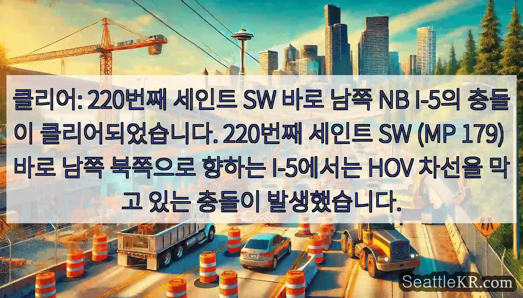 클리어: 220번째 세인트 SW 바로 남쪽 NB I-5의 충돌이 클리어되었습니다.