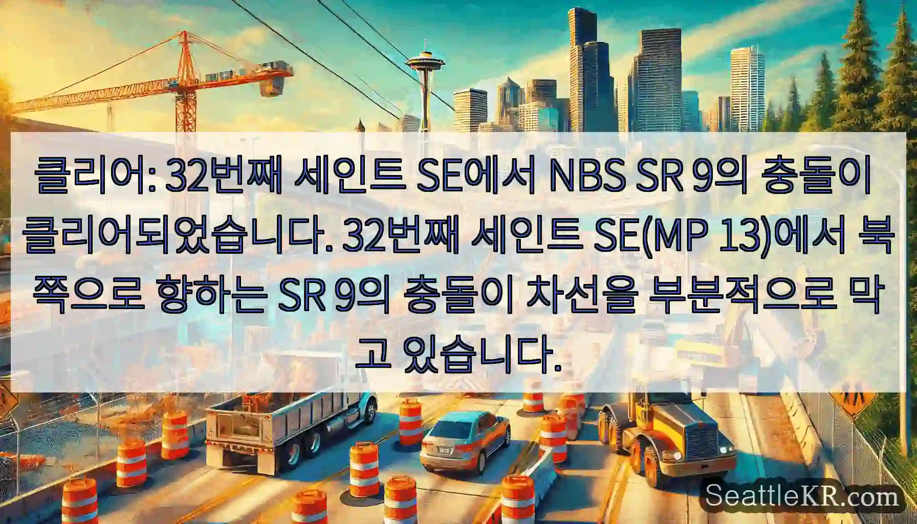 클리어: 32번째 세인트 SE에서 NBS SR 9의 충돌이 클리어되었습니다. 32번째