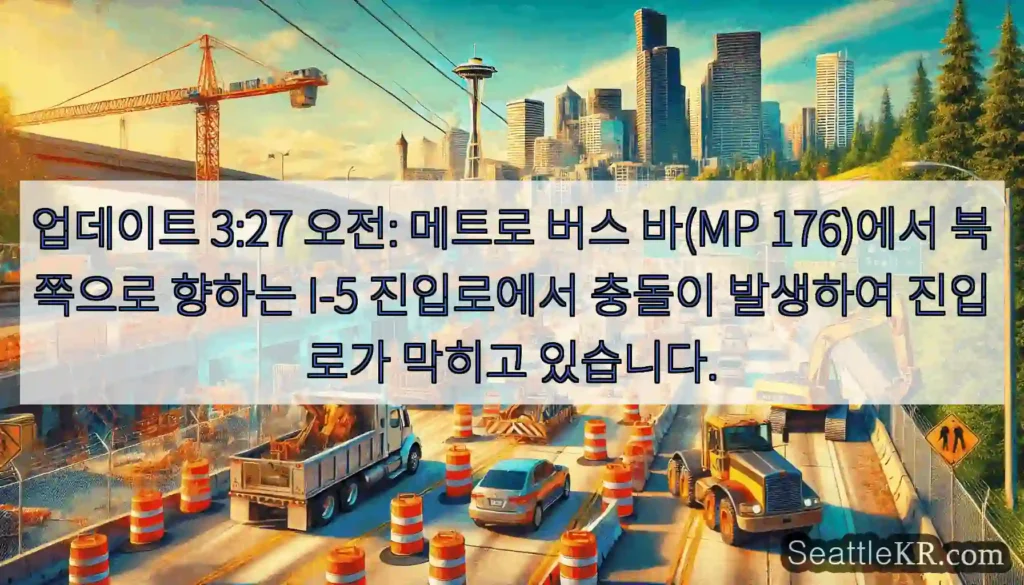 업데이트 3:27 오전: 메트로 버스 바(MP 176)에서 북쪽으로 향하는 I-5