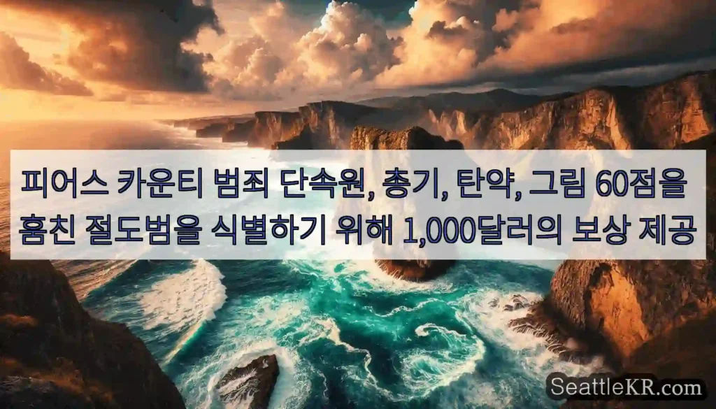 피어스 카운티 범죄 단속원, 총기, 탄약, 그림 60점을 훔친 절도범을 식별하기 위해