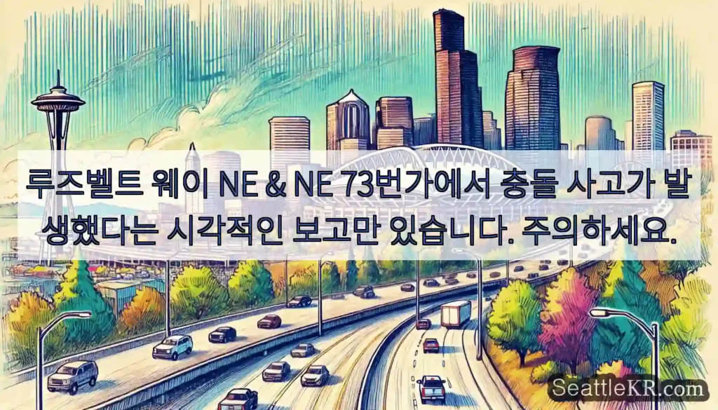 루즈벨트 웨이 NE & NE 73번가에서 충돌 사고가 발생했다는 시각적인 보고만