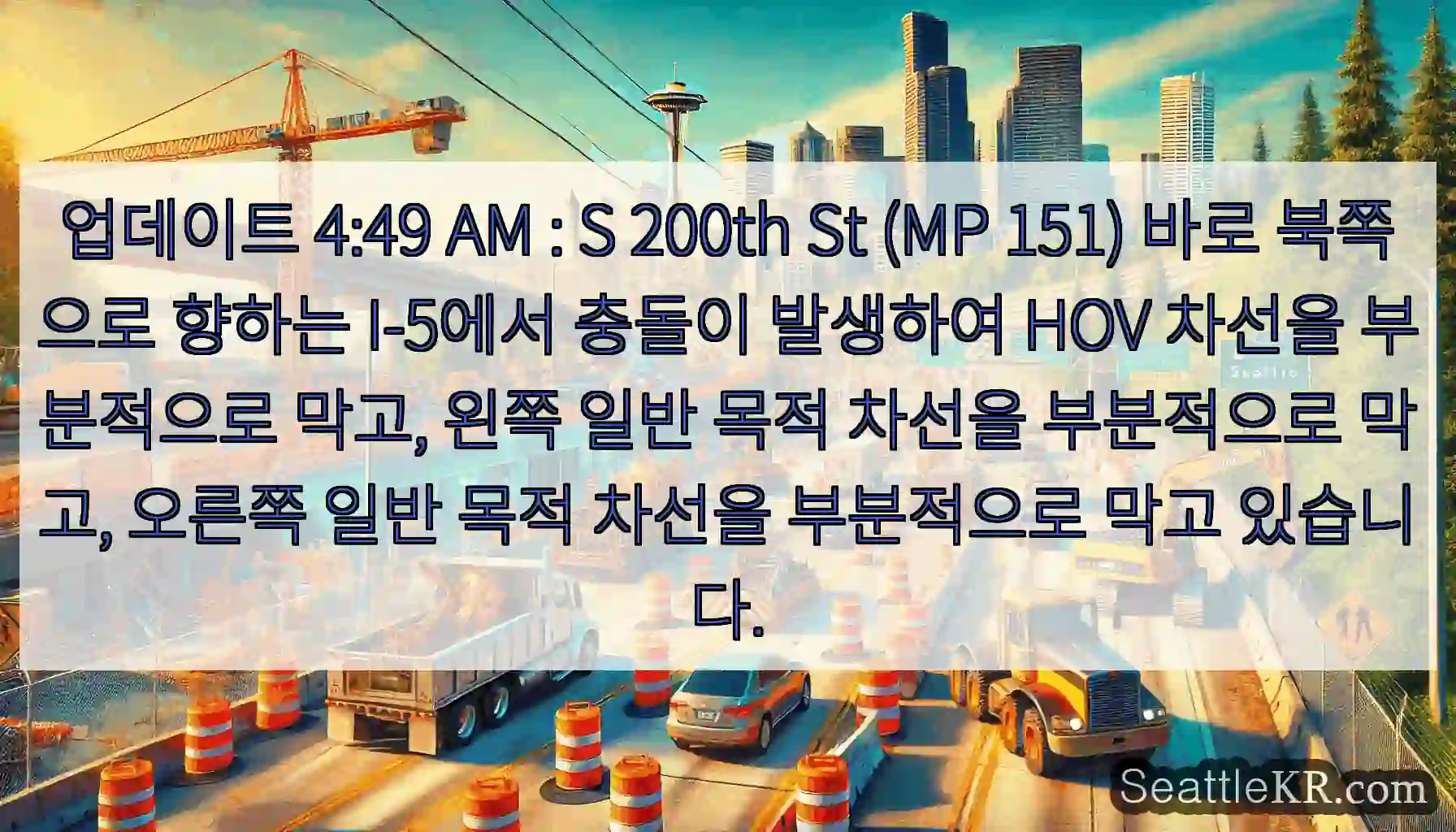 업데이트 4:49 AM : S 200th St (MP 151) 바로 북쪽으로 향하는