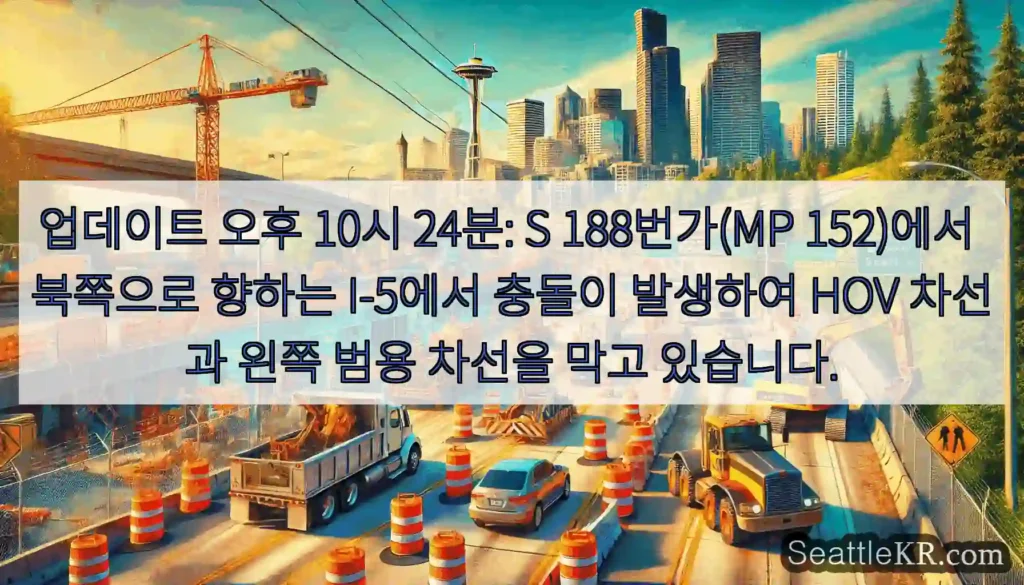 업데이트 오후 10시 24분: S 188번가(MP 152)에서 북쪽으로 향하는 I-5에서