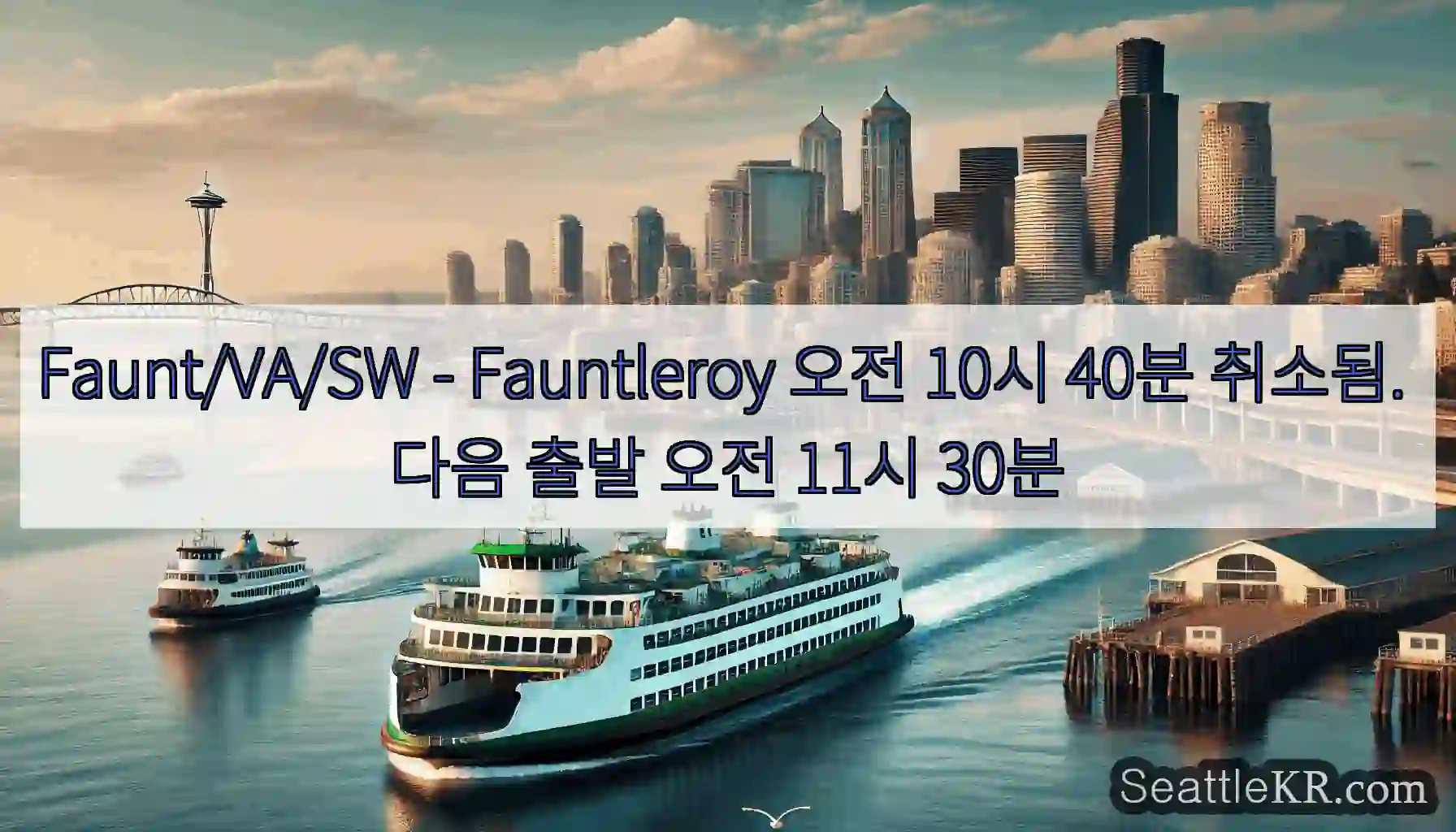 Faunt/VA/SW - Fauntleroy 오전 10시 40분 취소됨. 다음 출발 오전