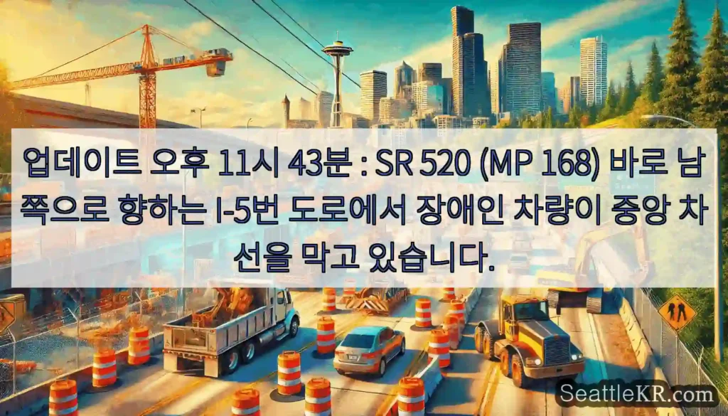 업데이트 오후 11시 43분 : SR 520 (MP 168) 바로 남쪽으로 향하는