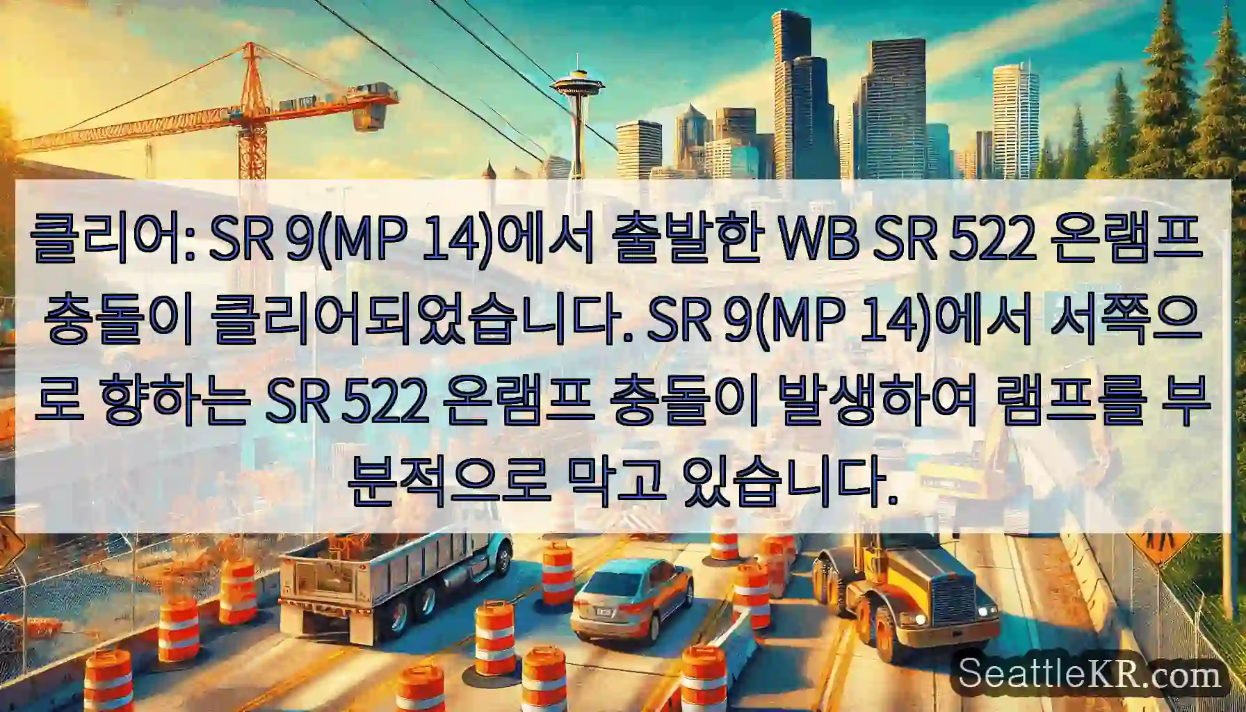 클리어: SR 9(MP 14)에서 출발한 WB SR 522 온램프 충돌이