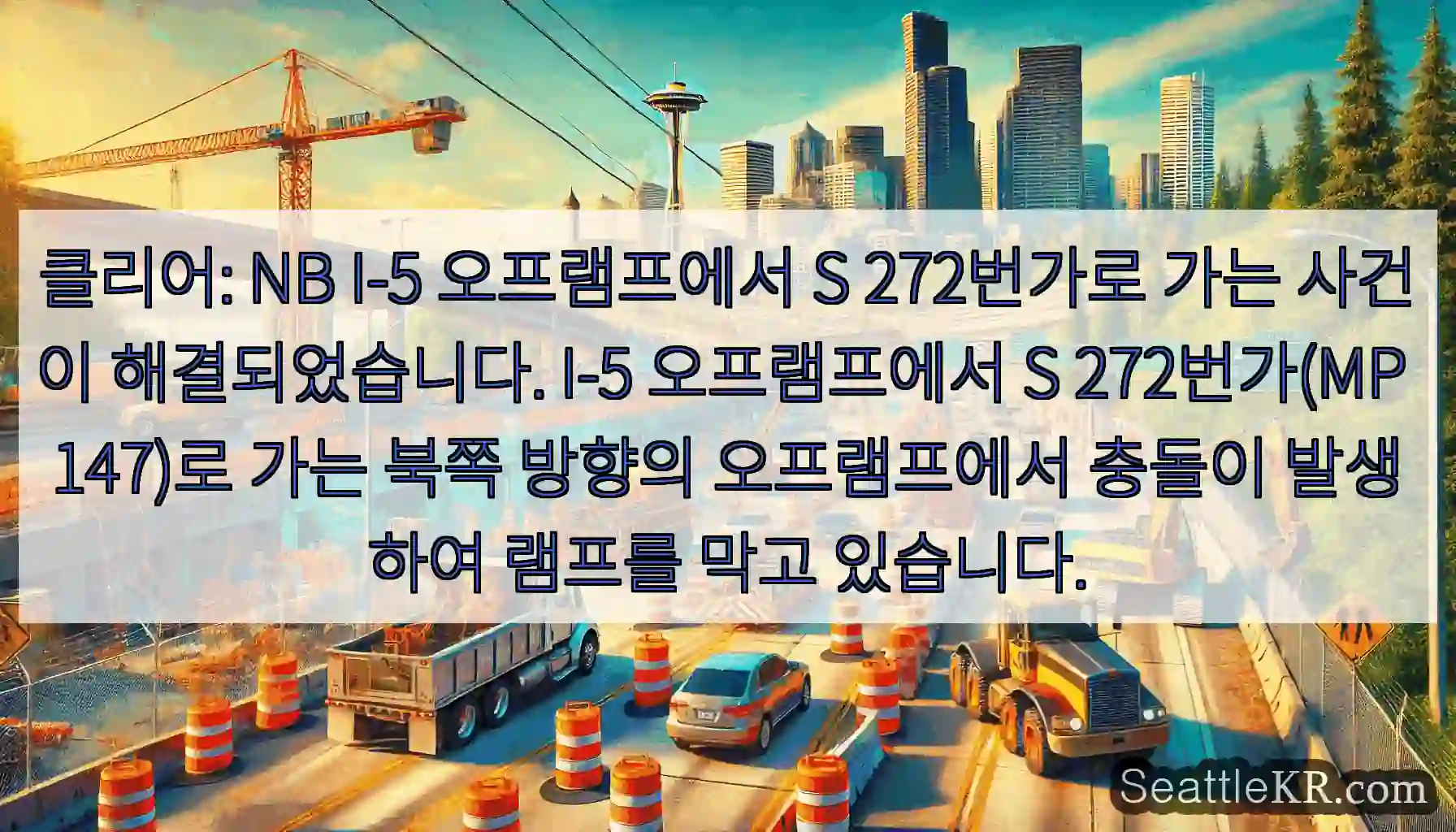 클리어: NB I-5 오프램프에서 S 272번가로 가는 사건이 해결되었습니다. I-5