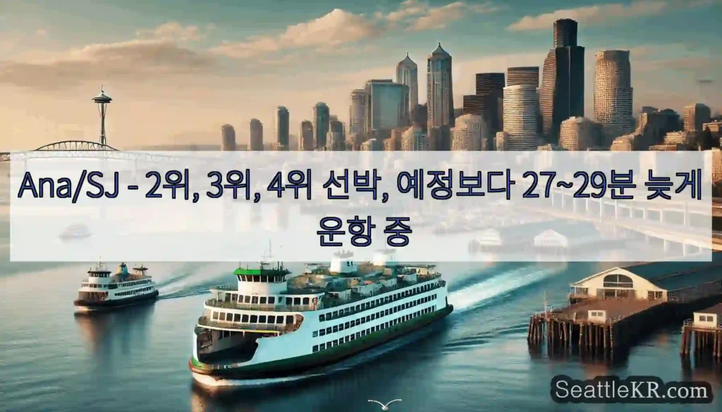 Ana/SJ - 2위, 3위, 4위 선박, 예정보다 27~29분 늦게 운항 중