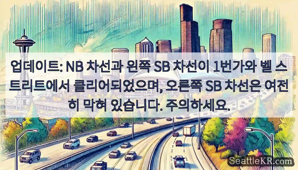 업데이트: NB 차선과 왼쪽 SB 차선이 1번가와 벨 스트리트에서 클리어되었으며, 오른쪽