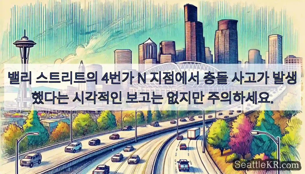 밸리 스트리트의 4번가 N 지점에서 충돌 사고가 발생했다는 시각적인 보고는 없지만