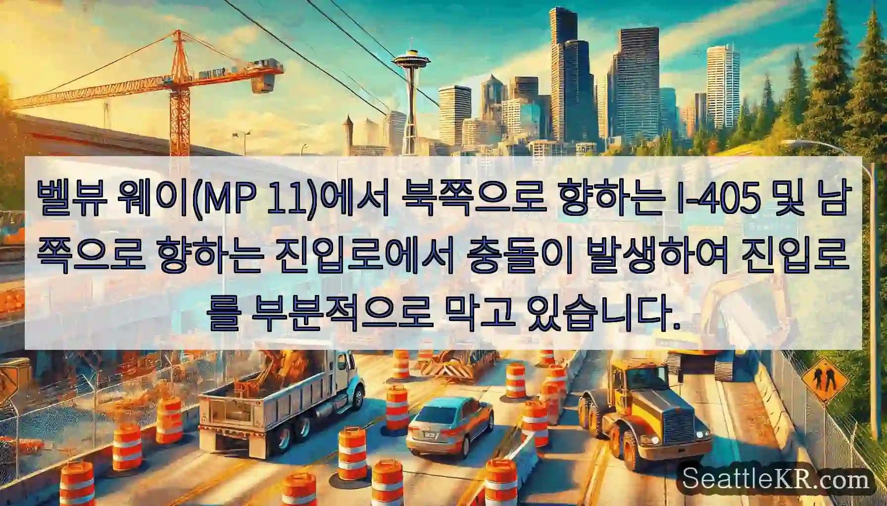 벨뷰 웨이(MP 11)에서 북쪽으로 향하는 I-405 및 남쪽으로 향하는 진입로에서