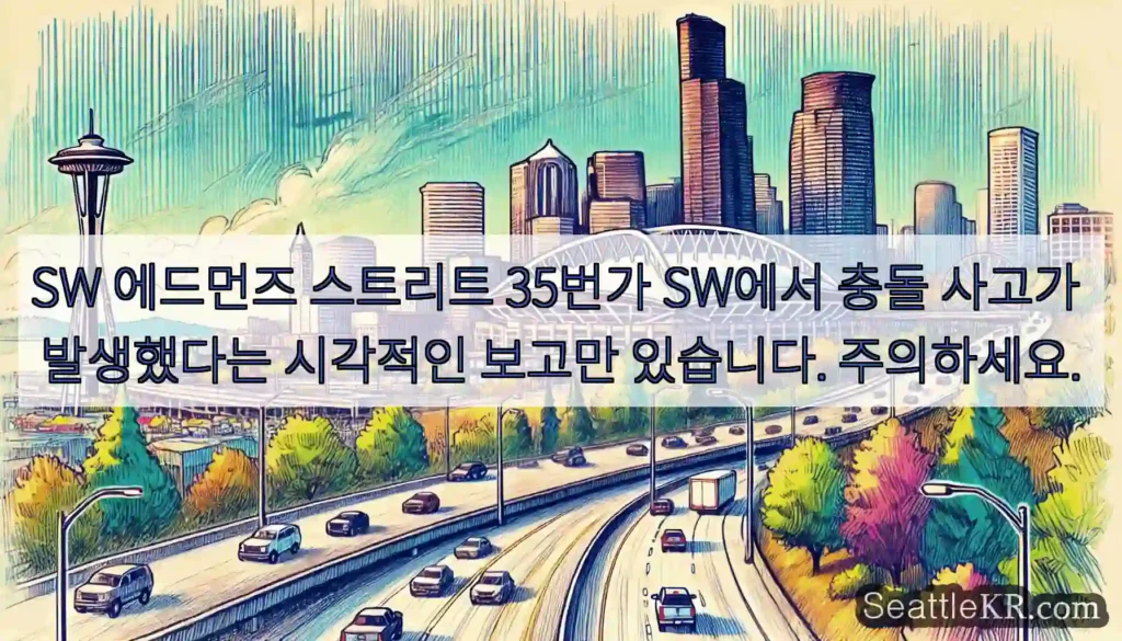 SW 에드먼즈 스트리트 35번가 SW에서 충돌 사고가 발생했다는 시각적인 보고만