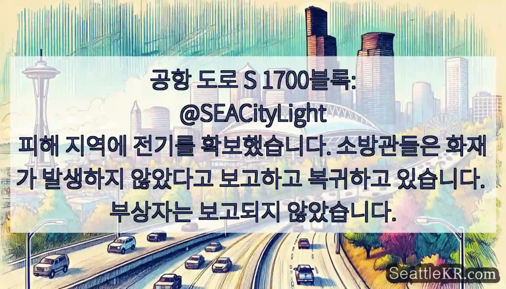 공항 도로 S 1700블록: @SEACityLight 피해 지역에 전기를 확보했습니다.