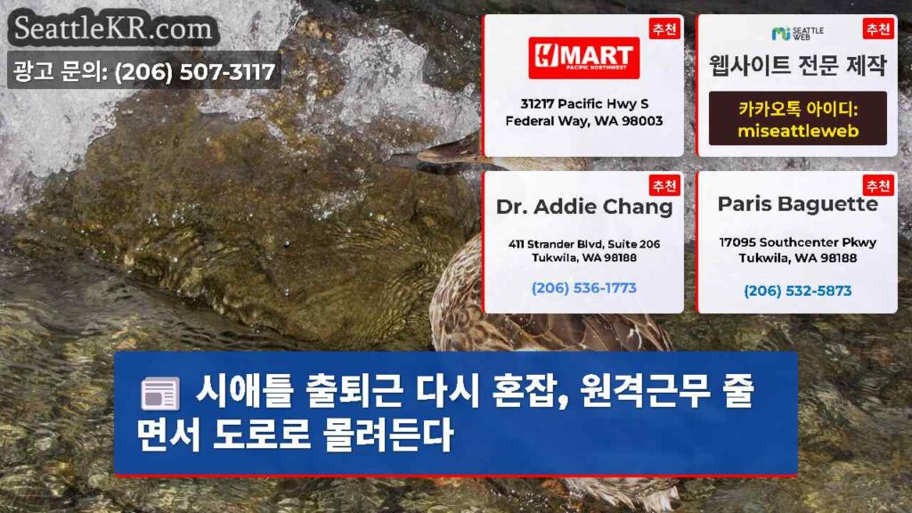 시애틀 출퇴근 다시 혼잡, 원격근무 줄면서 도로로 몰려든다