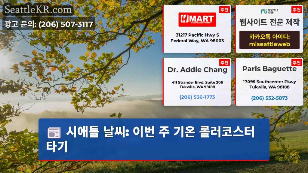 시애틀 날씨: 이번 주 기온 롤러코스터 타기