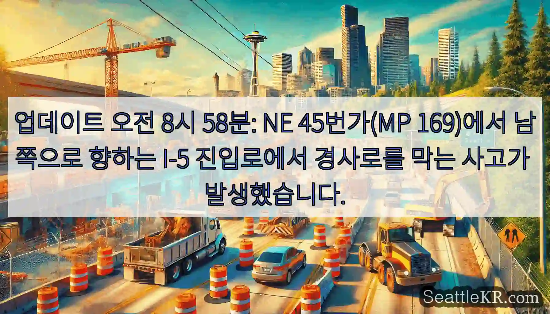 업데이트 오전 8시 58분: NE 45번가(MP 169)에서 남쪽으로 향하는 I-5