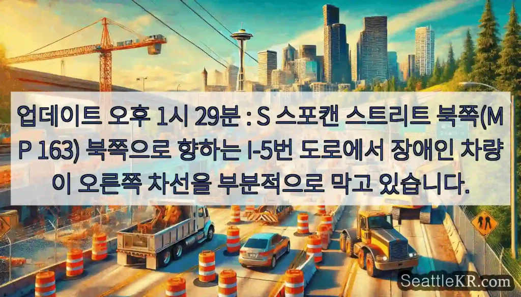업데이트 오후 1시 29분 : S 스포캔 스트리트 북쪽(MP 163) 북쪽으로 향하는