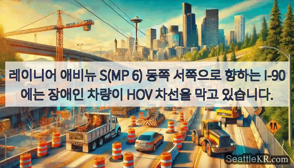 레이니어 애비뉴 S(MP 6) 동쪽 서쪽으로 향하는 I-90에는 장애인 차량이 HOV