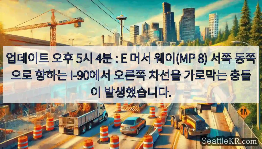 업데이트 오후 5시 4분 : E 머서 웨이(MP 8) 서쪽 동쪽으로 향하는 I-90에서