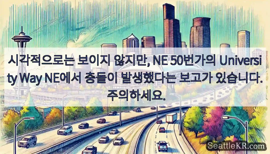 시각적으로는 보이지 않지만, NE 50번가의 University Way NE에서 충돌이