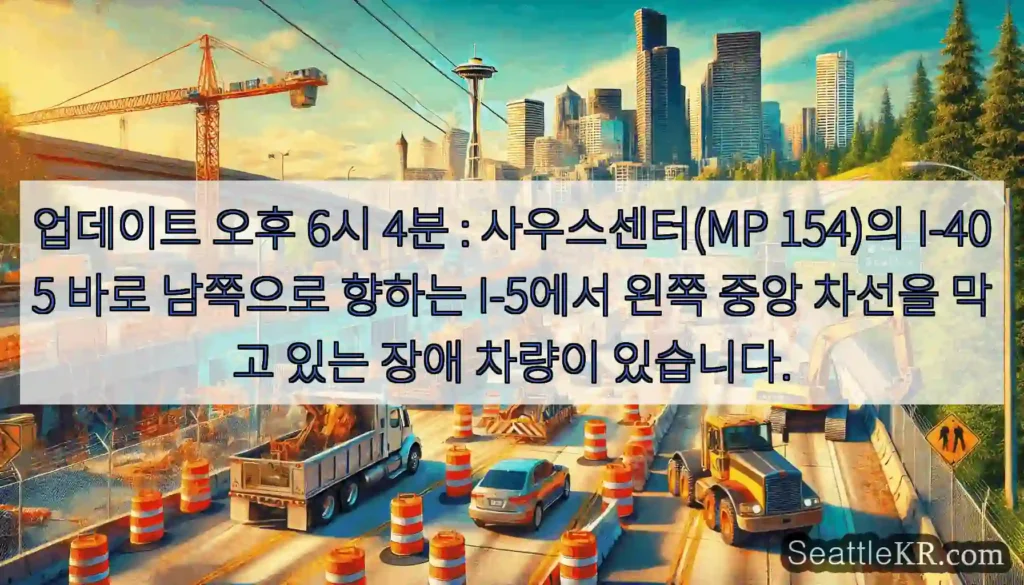 업데이트 오후 6시 4분 : 사우스센터(MP 154)의 I-405 바로 남쪽으로 향하는