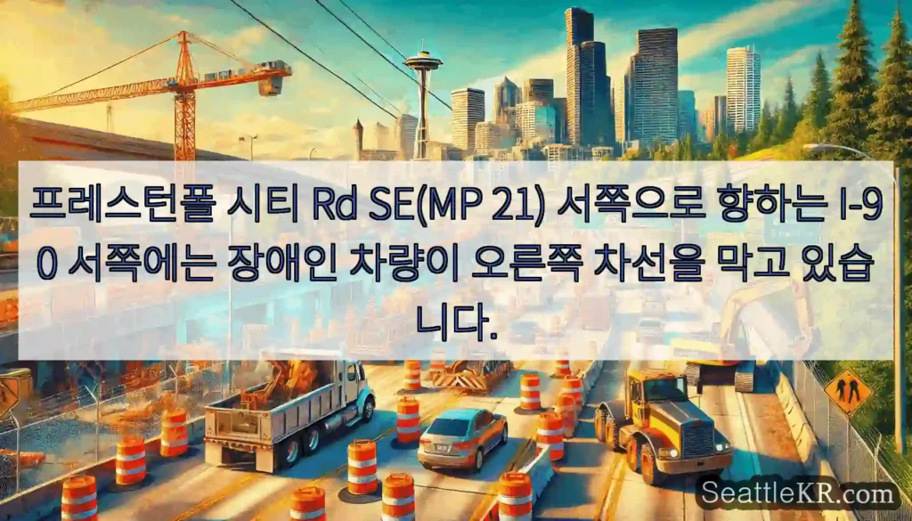 프레스턴폴 시티 Rd SE(MP 21) 서쪽으로 향하는 I-90 서쪽에는 장애인 차량이
