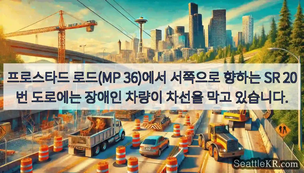 프로스타드 로드(MP 36)에서 서쪽으로 향하는 SR 20번 도로에는 장애인 차량이