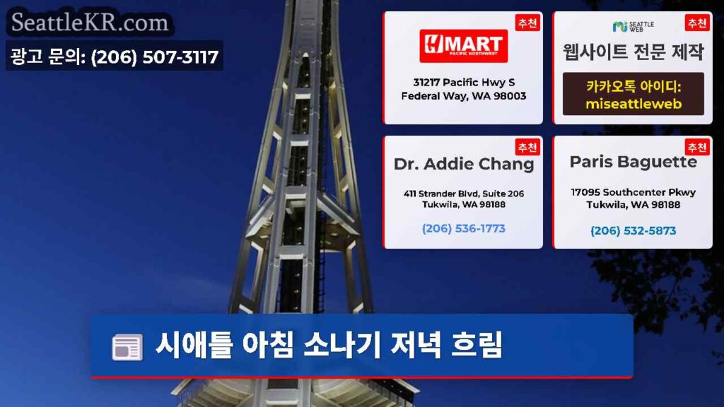 시애틀 아침 소나기 저녁 흐림