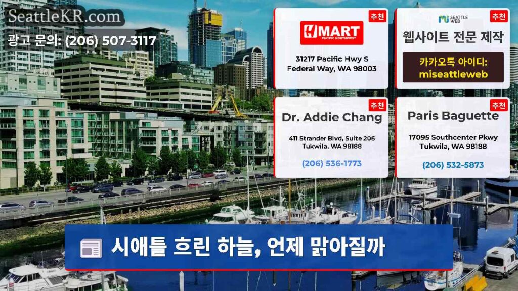 시애틀 흐린 하늘, 언제 맑아질까