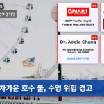 차가운 호수 물 수영 위험 경고