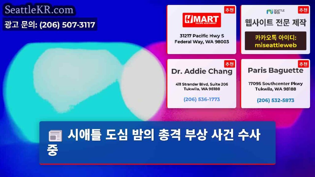 시애틀 도심 밤의 총격 부상 사건 수사 중