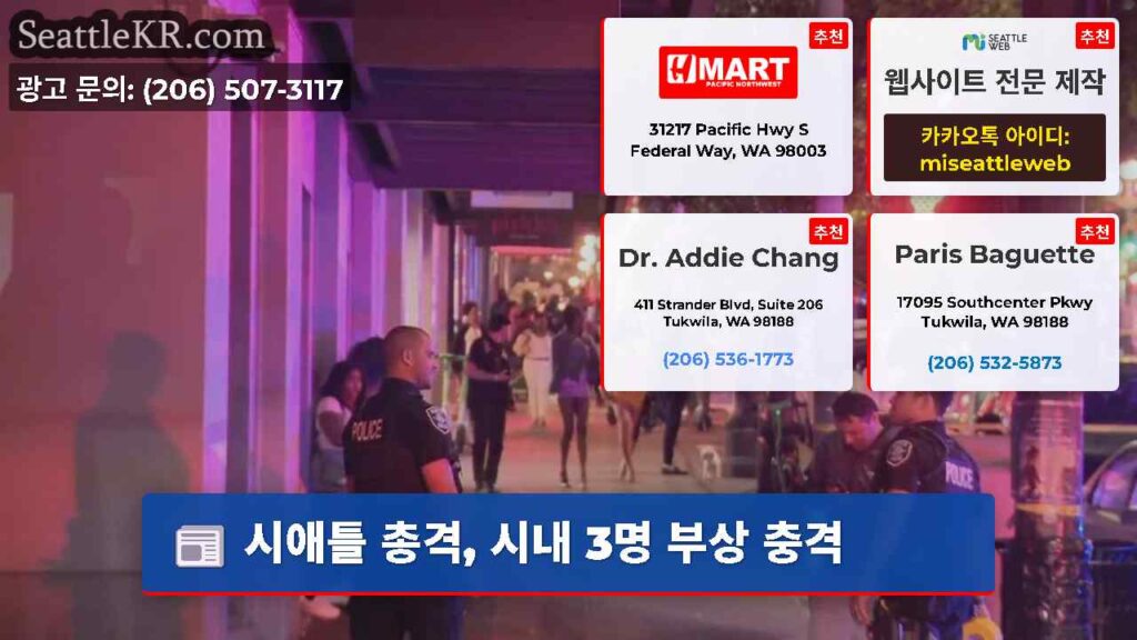 시애틀 총격, 시내 3명 부상 충격