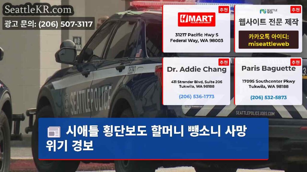 시애틀 횡단보도 할머니 뺑소니 사망 위기 경보
