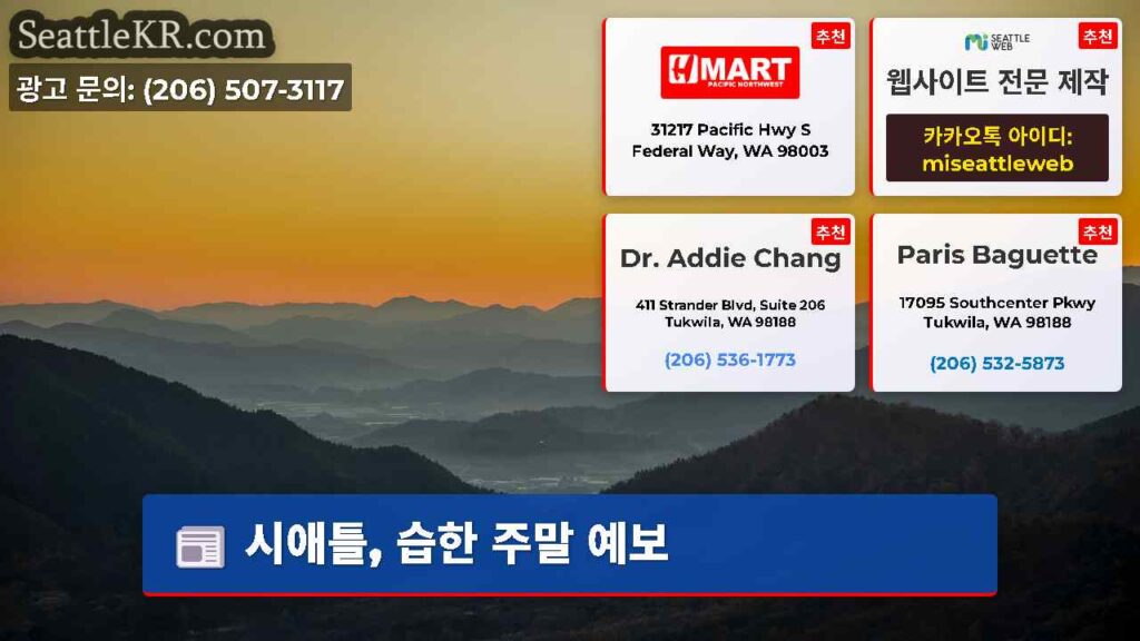 시애틀, 습한 주말 예보